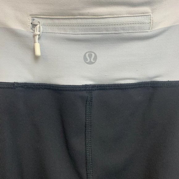 Lululemon Run: Deep Coal, White & Silver Back On Track Cropped Leggings - Picture 6 of 9